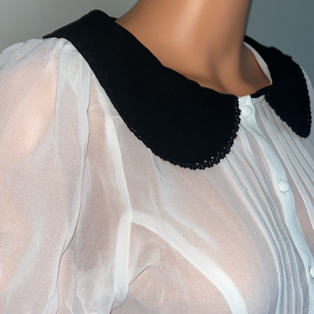 ‼️NWT‼️Dolls Kill X Sugar Thrillz Big Girls Don’t Cry Sheer Blouse Small - Picture 6 of 11